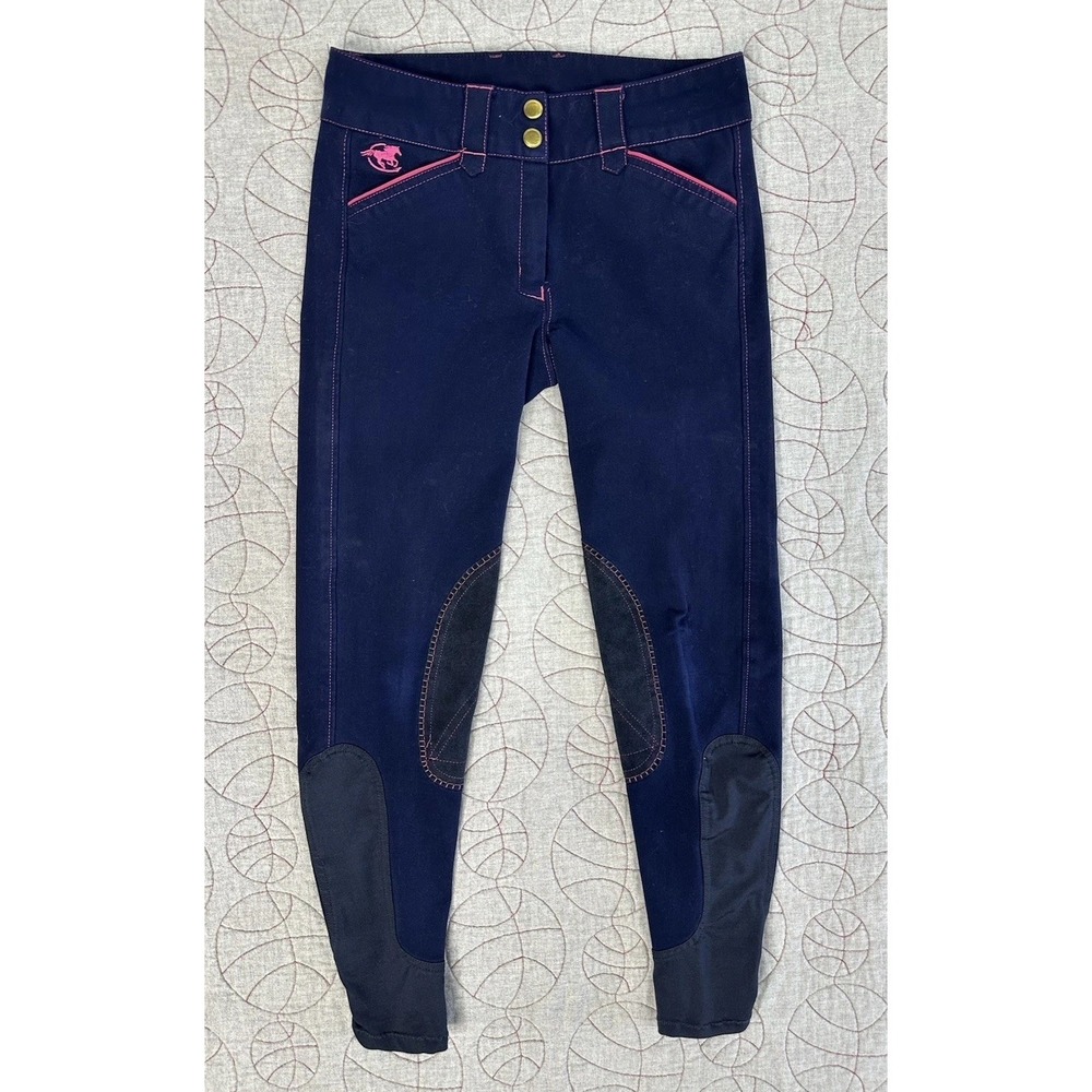 Piper by Smartpak Equestrian Riding Breaches / Navy Blue Pink / Size 22